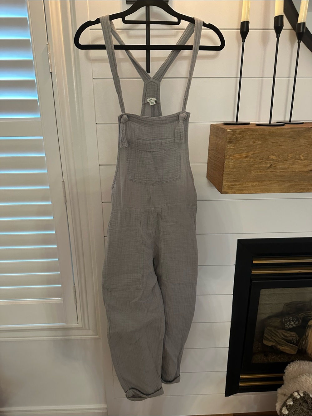aerie Grey Lightweight Gauze Overalls